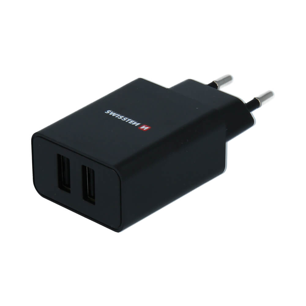 Sieťový adaptér Swissten SMART IC 2x USB 2,1A POWER - čierny (ECO)